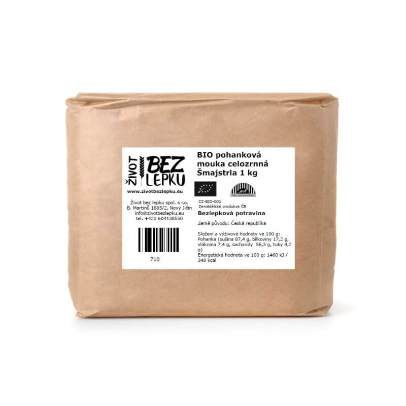BIO pohanková mouka celozrnná Šmajstrla 1 kg BIO pohanková mouka celozrnná Šmajstrla 1 kg