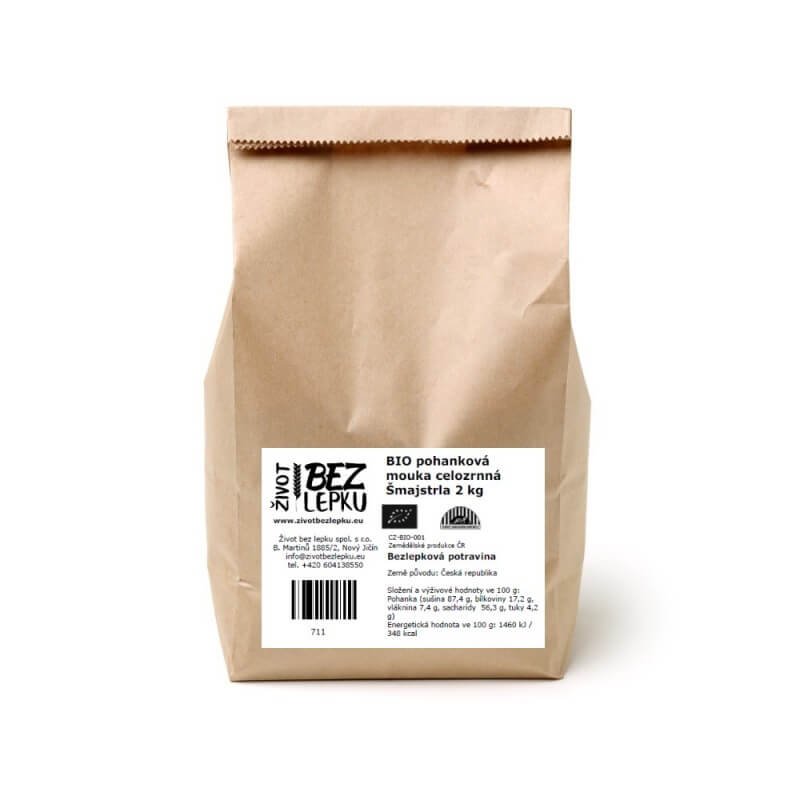 BIO pohánková mouka celozrnná Šmajstrla 2 kg BIO pohánková mouka celozrnná Šmajstrla 2 kg