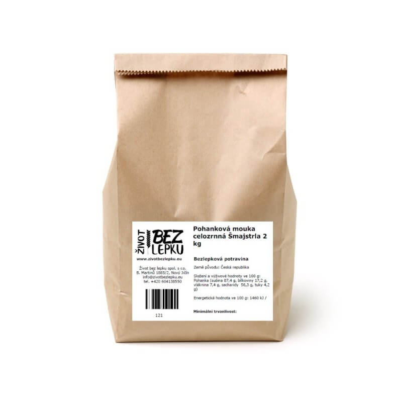 Pohanková mouka celozrnná Šmajstrla 2 kg Pohanková mouka celozrnná Šmajstrla 2 kg