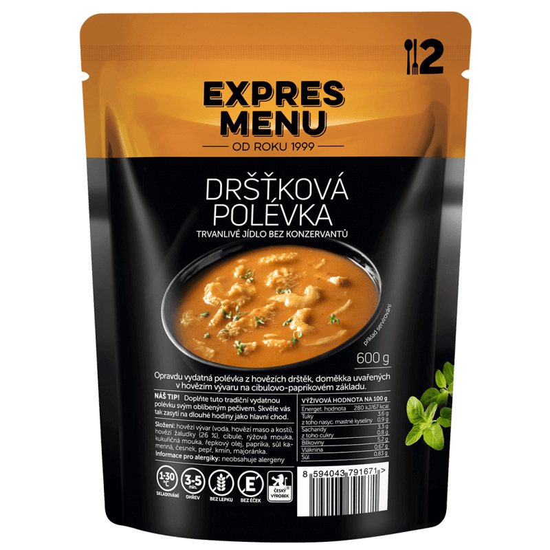 Dršťková polévka 2 porce EXPRES MENU 600 g Dršťková polévka 2 porce EXPRES MENU 600 g