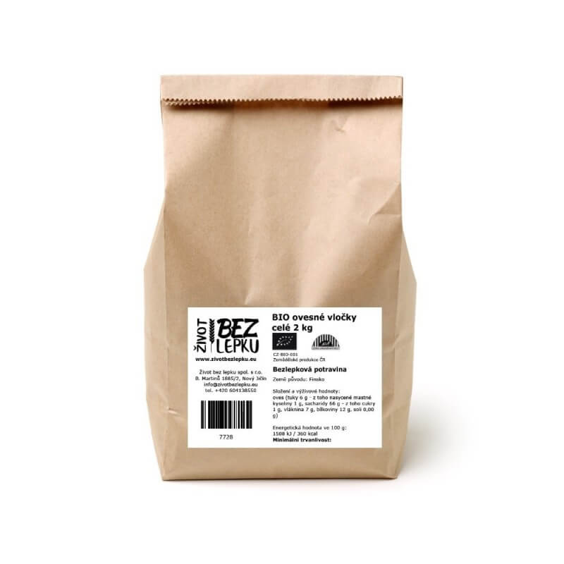 BIO ovsené vločky celé 2 kg BIO ovsené vločky celé 2 kg