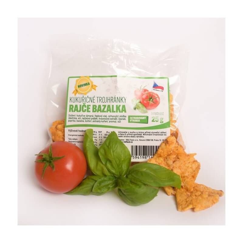 Kukuričné trojhránky paradajka - bazalka 25 g Kukuričné trojhránky paradajka - bazalka 25 g