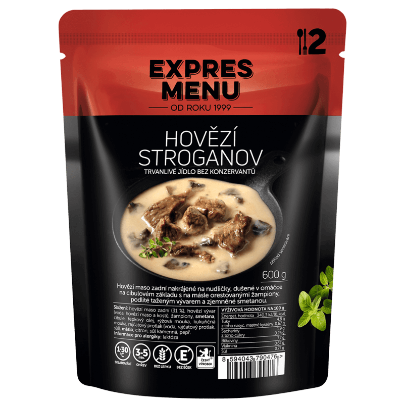 Hovädzí Stroganov 2 porcie EXPRES MENU 600 g Hovädzí Stroganov 2 porcie EXPRES MENU 600 g