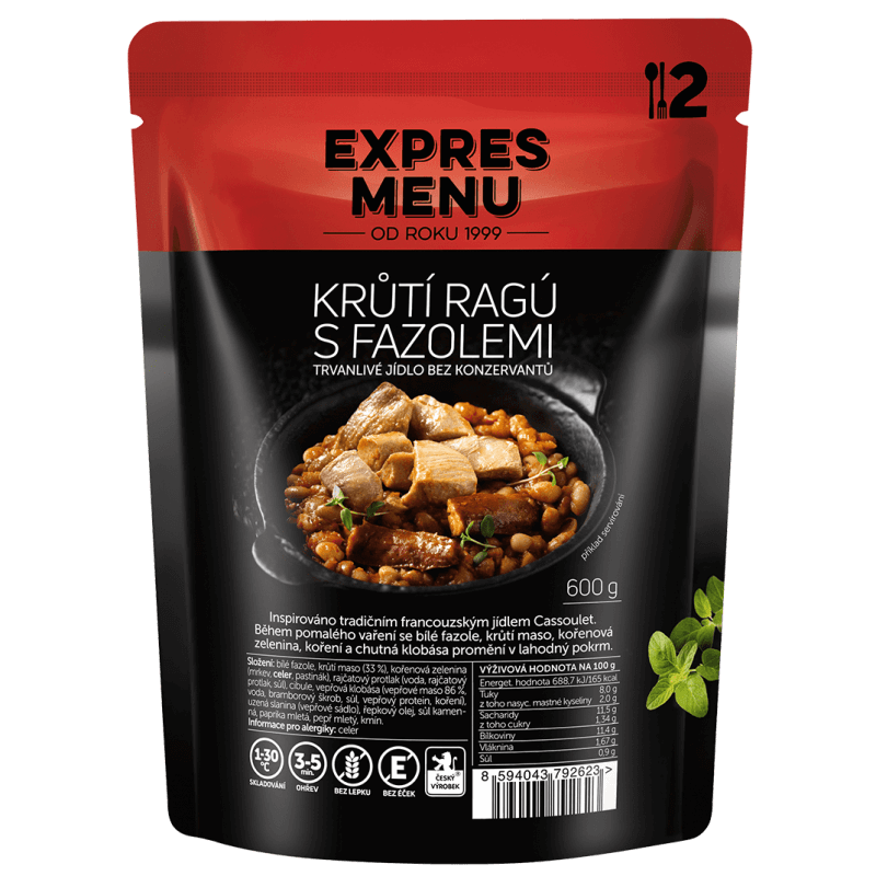 Krůtí ragú s fazuľou 2 porcie EXPRES MENU 600 g Krůtí ragú s fazuľou 2 porcie EXPRES MENU 600 g