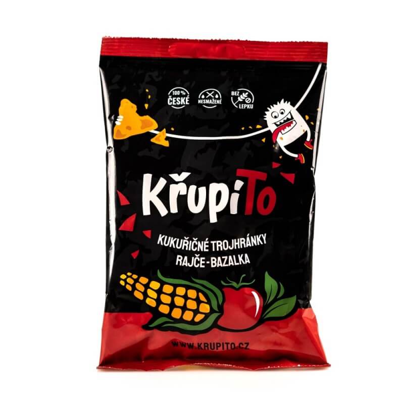 KřupíTo kukuričné trojhránky paradajka - bazalka 50 g KřupíTo kukuričné trojhránky paradajka - bazalka 50 g