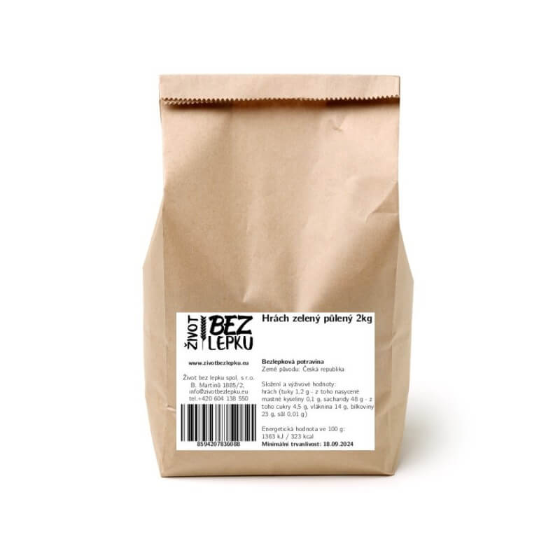 Hrách zelený půlený 2 kg Hrách zelený půlený 2 kg