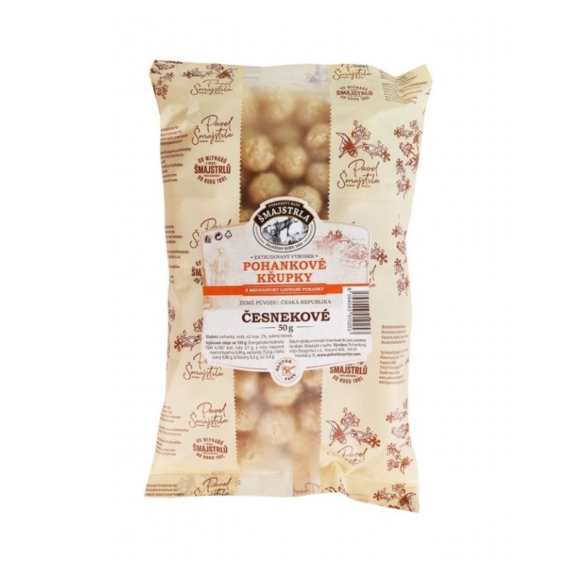 Pohánkové chrumky cesnakové Šmajstrla 50 g Pohánkové chrumky cesnakové Šmajstrla 50 g