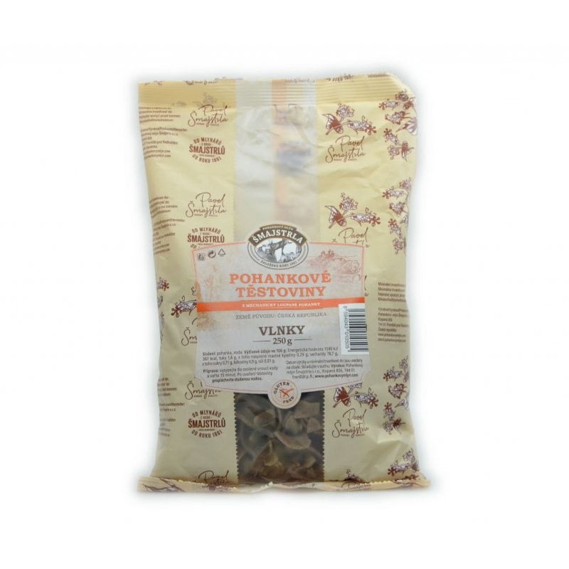 Pohánkové cestoviny vlnky Šmajstrla 250 g Pohánkové cestoviny vlnky Šmajstrla 250 g