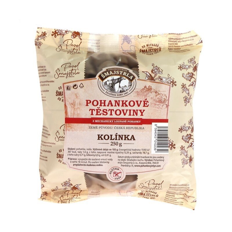Pohánkové cestoviny kolienka Šmajstrla 250 g Pohánkové cestoviny kolienka Šmajstrla 250 g