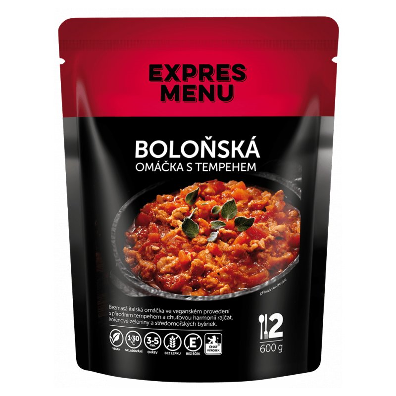 Bolonská omáčka s tempehom 2 porcie EXPRES MENU 600 g Bolonská omáčka s tempehom 2 porcie EXPRES MENU 600 g